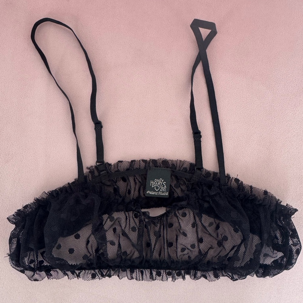 Only Hearts Black Sheer Polka Dot Bra Never Worn SZ S